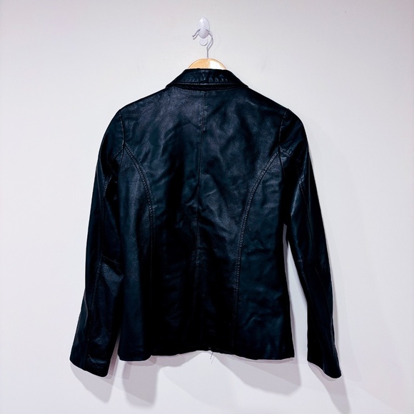 ATMOSPHÈRE – Black genuine leather jacket | Classic zip-up moto style | Medium * - Picture 3 of 10